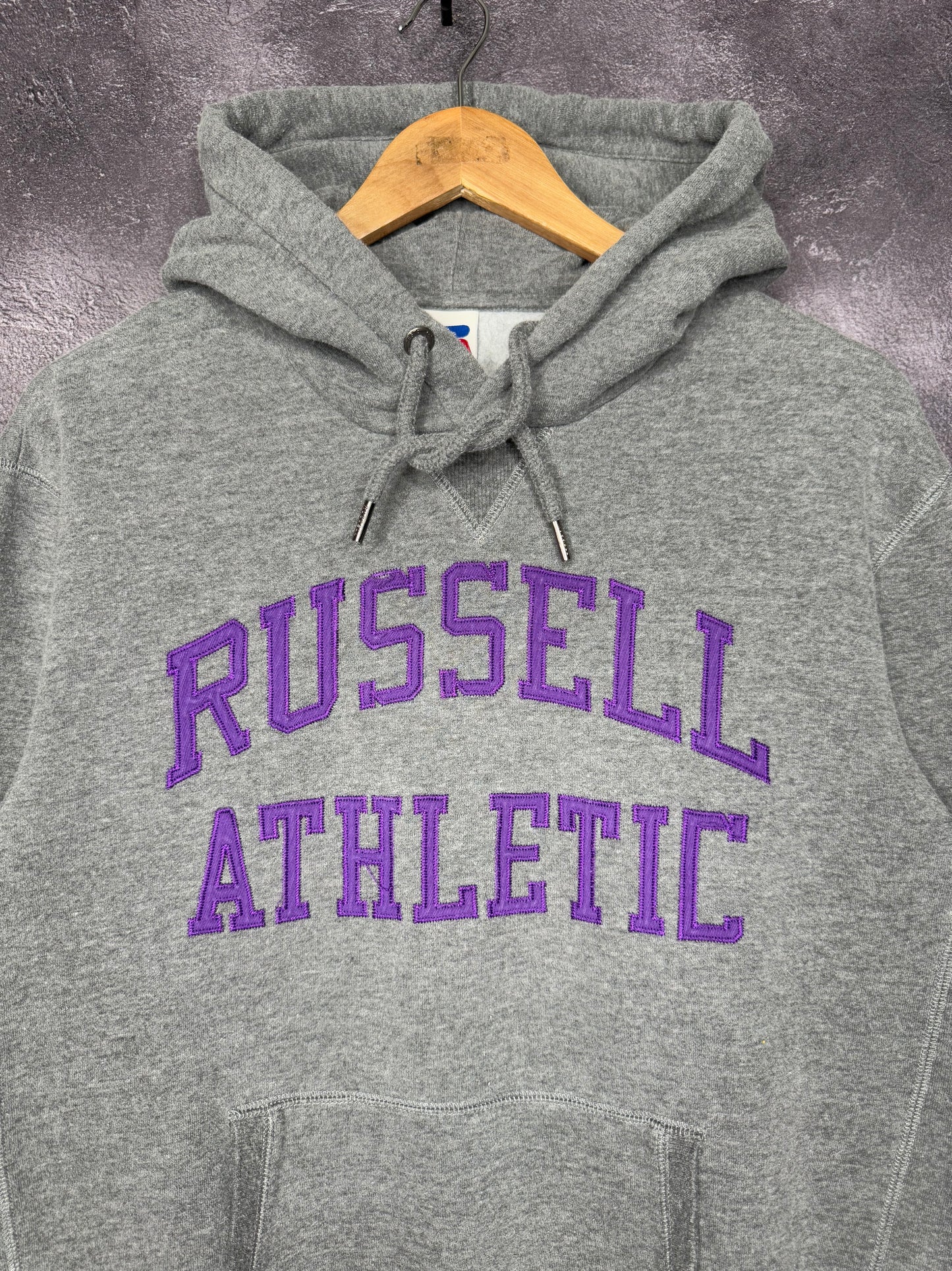 90's Russell Athletic Purple Spellout Hoodie L