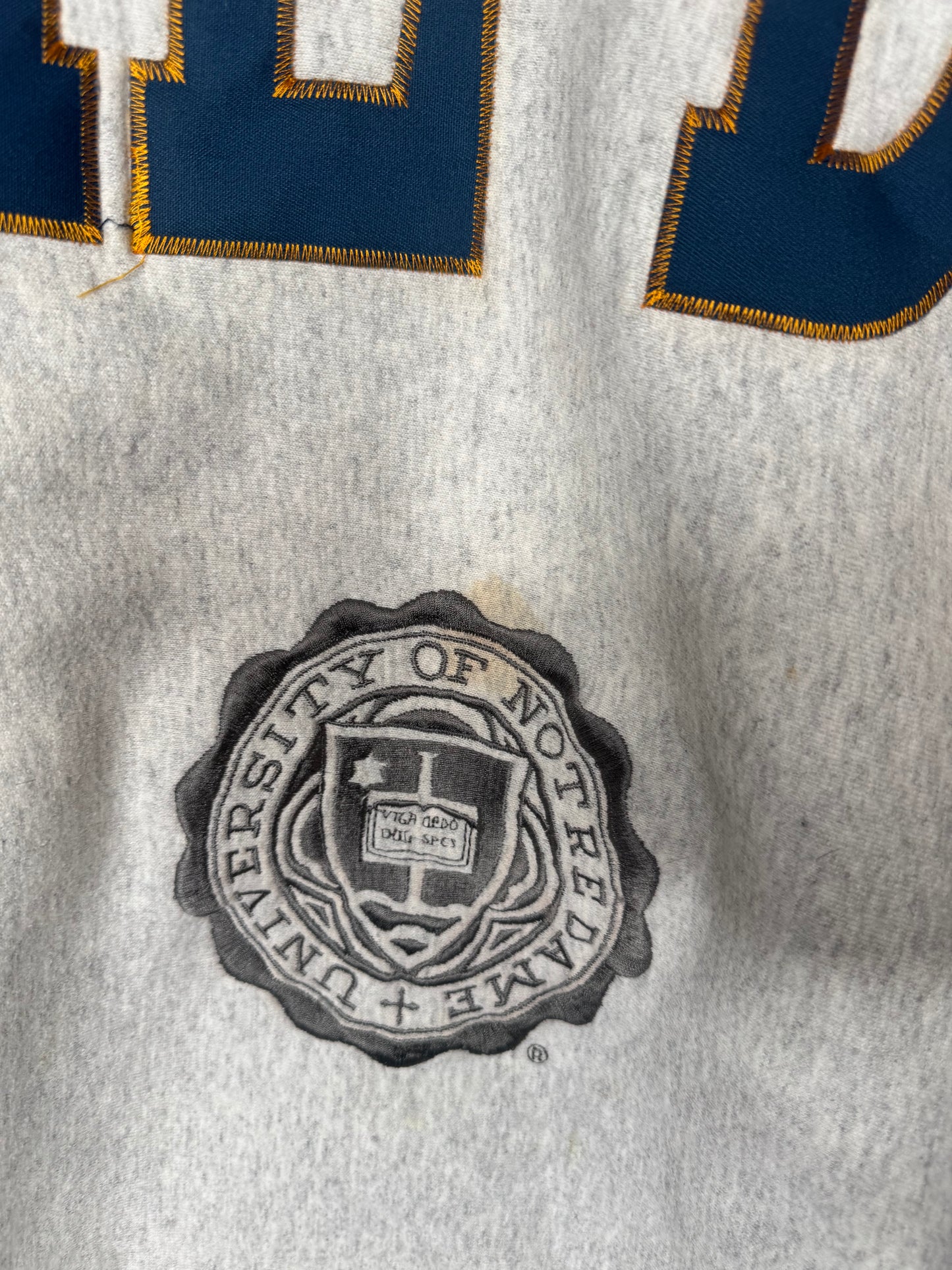 90s University of Notre Dame Legends AOP Spellout Sweatshirt XL