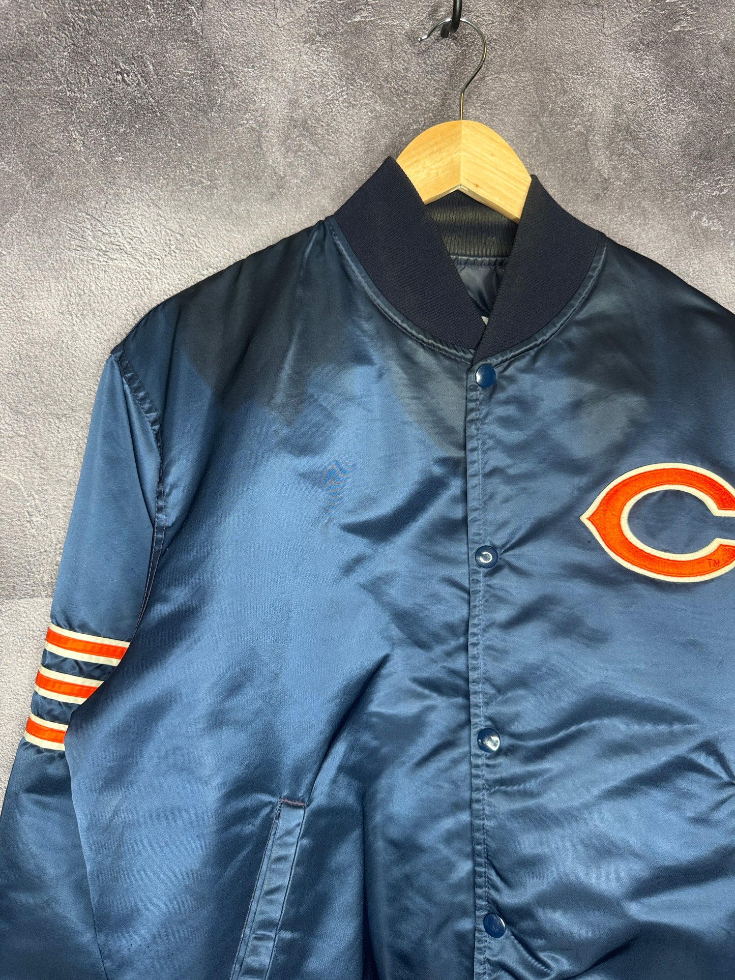 90s Chicago Bears Starter Satin Bomber Jacket L