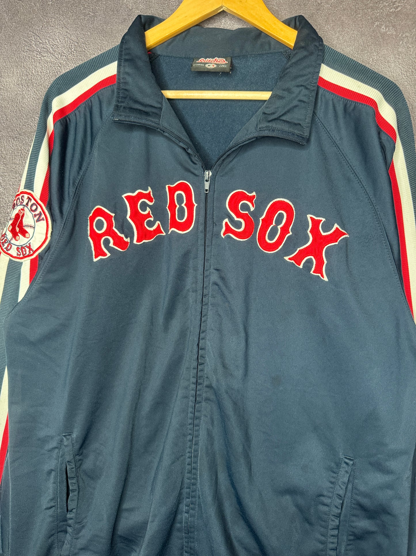 Y2K Boston Red Sox Side Patch Stitches Zip Up Jacket XL