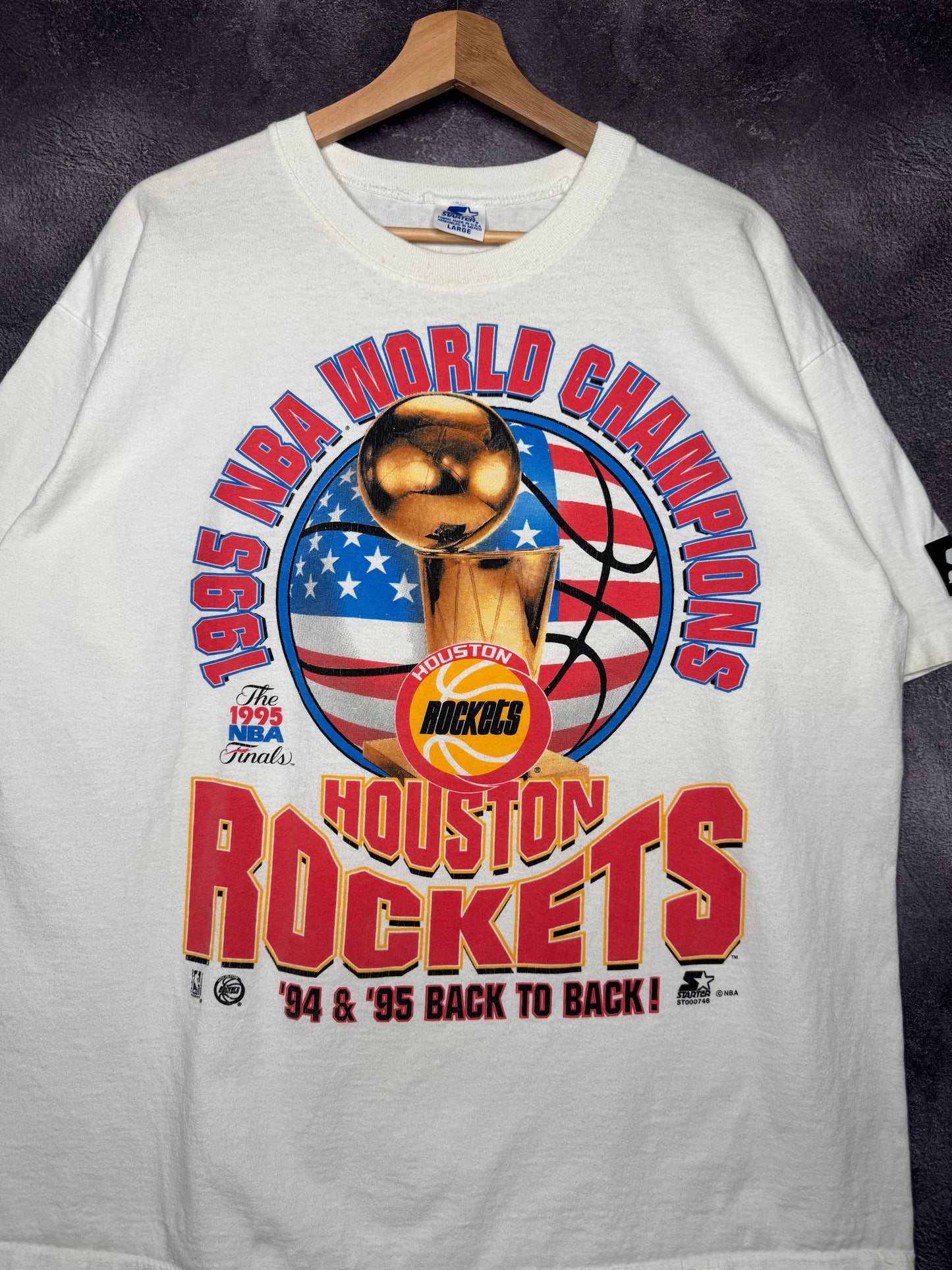 1995 Houston Rockets Back to Back NBA Champions Starter Tee L