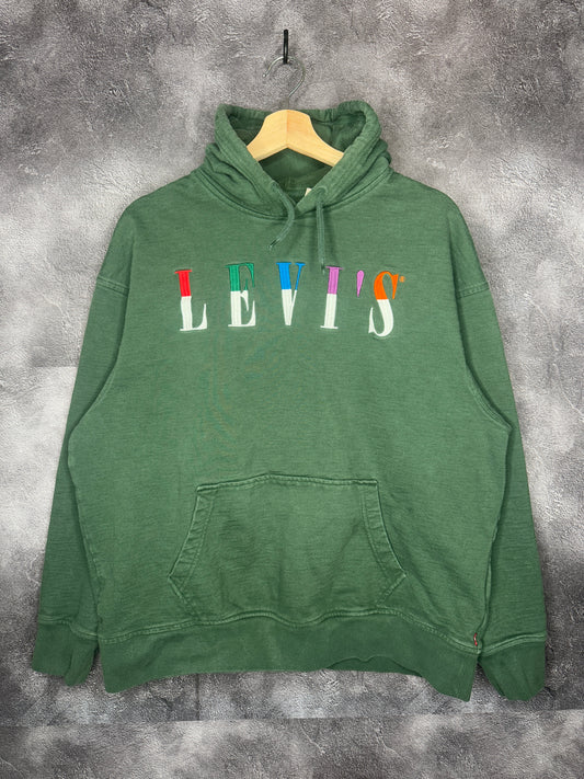 Y2K Levis Multicolor Green Spellout Hoodie L