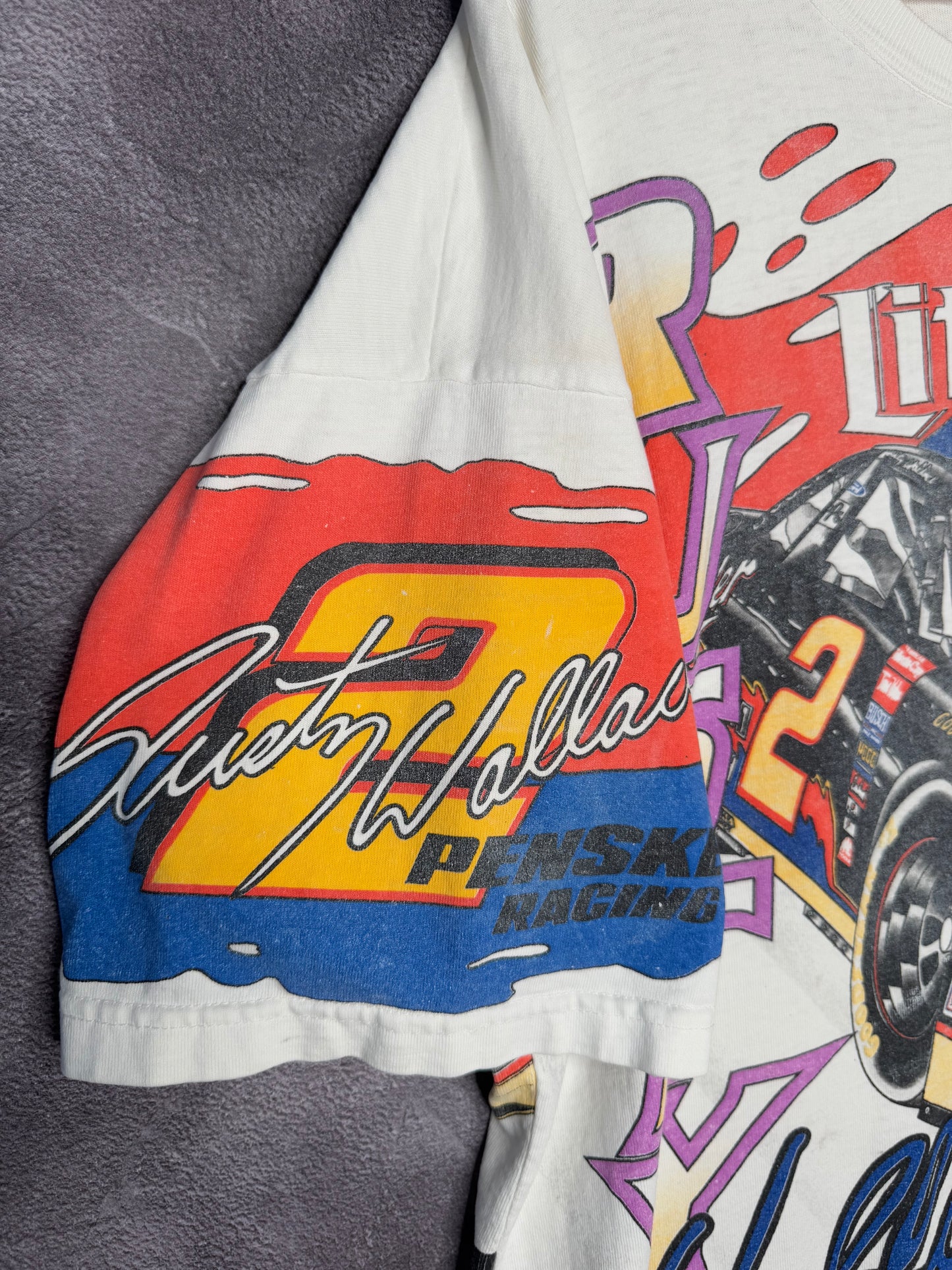 90s Rusty Wallace Miller Lite Splash NASCAR AOP Tee XL