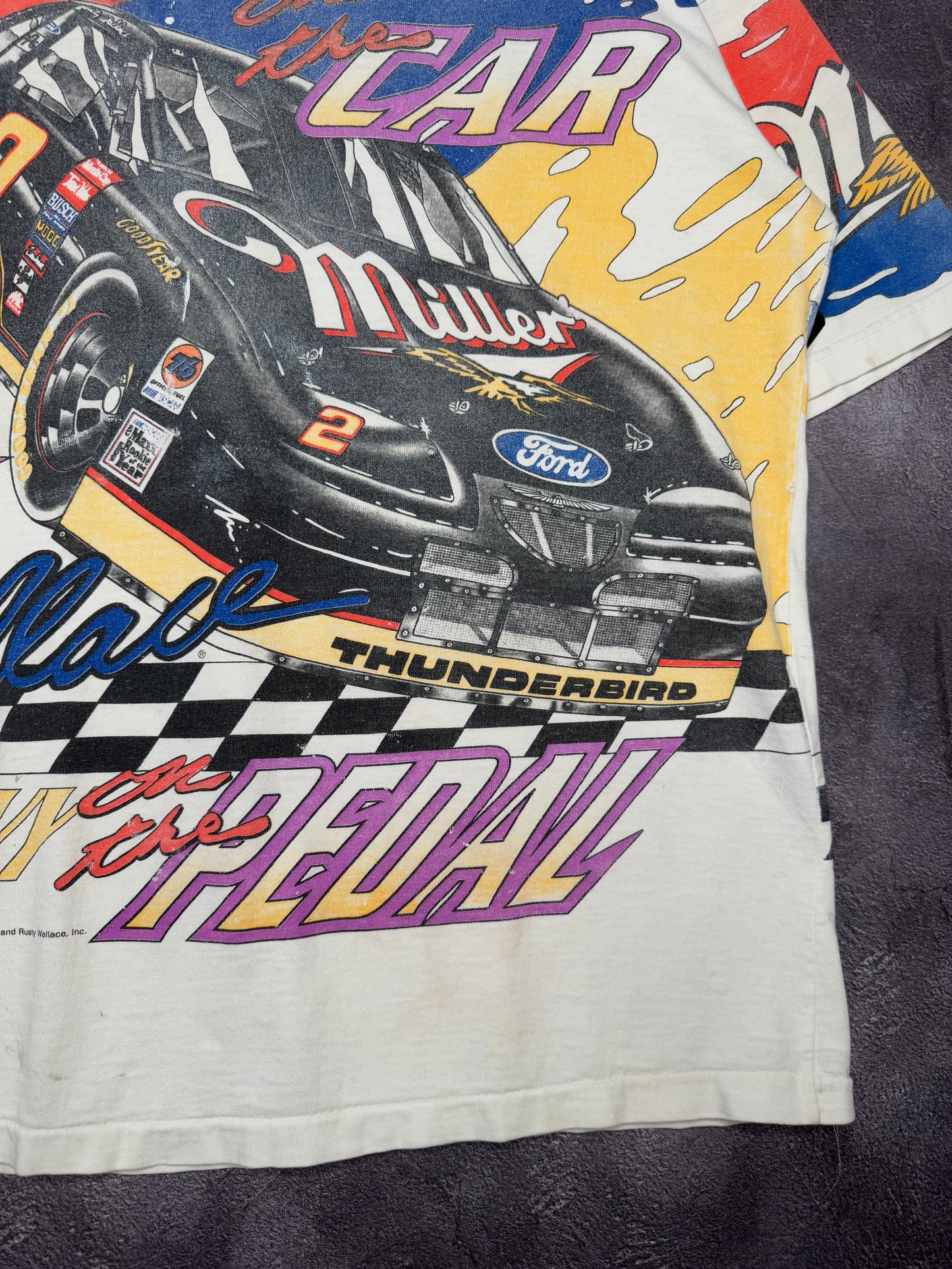90s Rusty Wallace Miller Lite Splash NASCAR AOP Tee XL