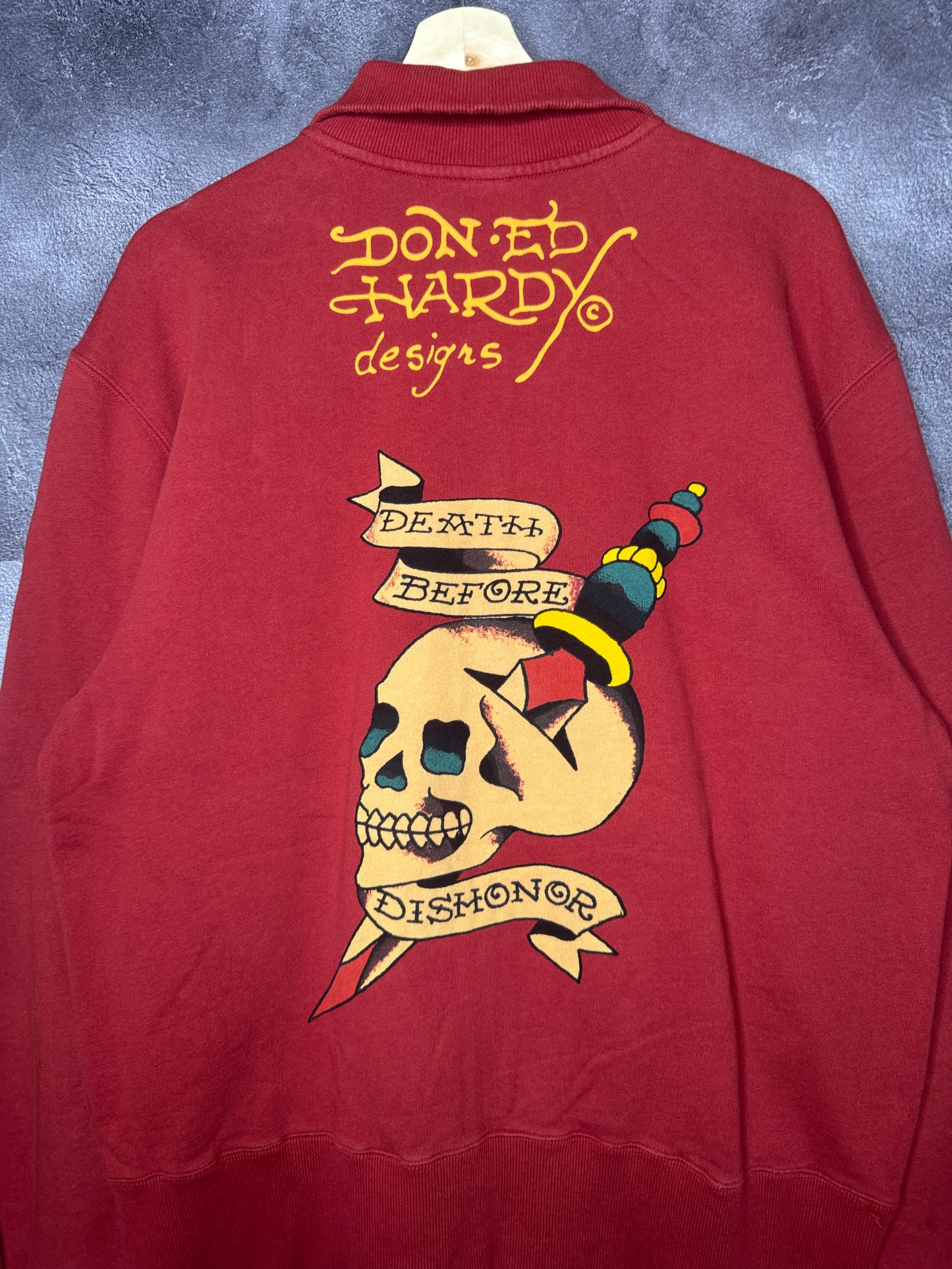 Y2K Don Ed Hardy Skull Graphic Zip Up Jacket XL