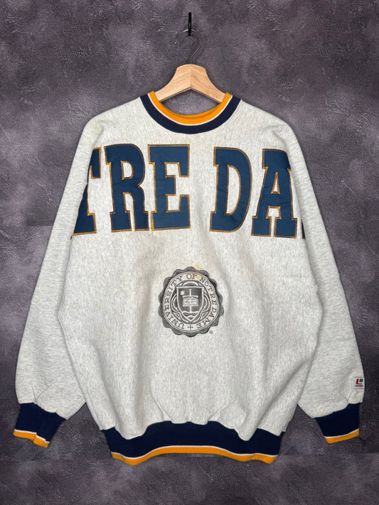 90s University of Notre Dame Legends AOP Spellout Sweatshirt XL