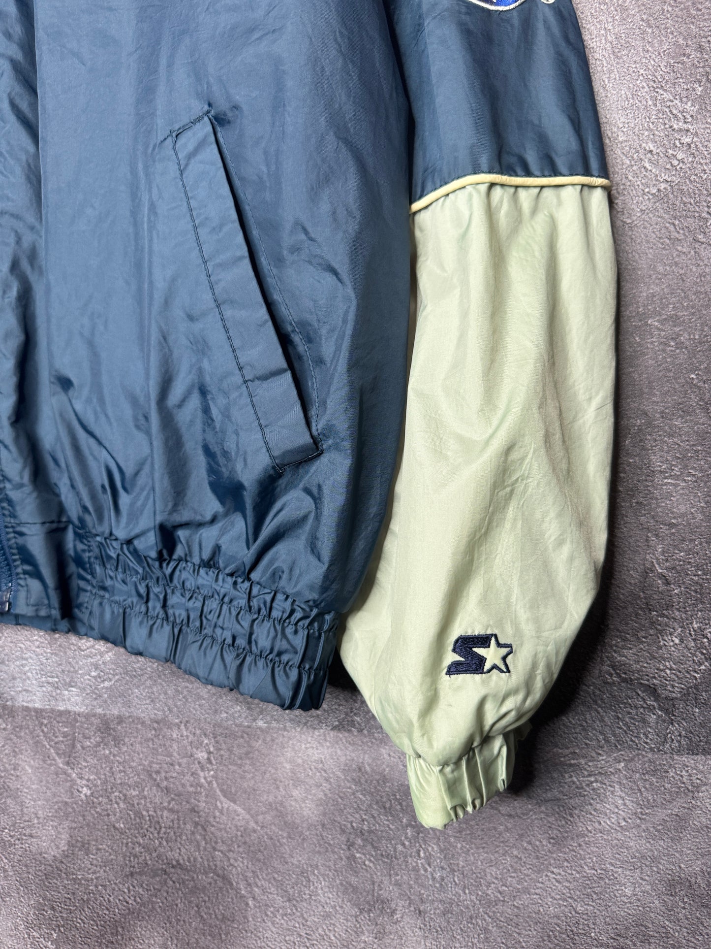 90s New York Yankees Sleeve Spellout Starter Zip Up Jacket L