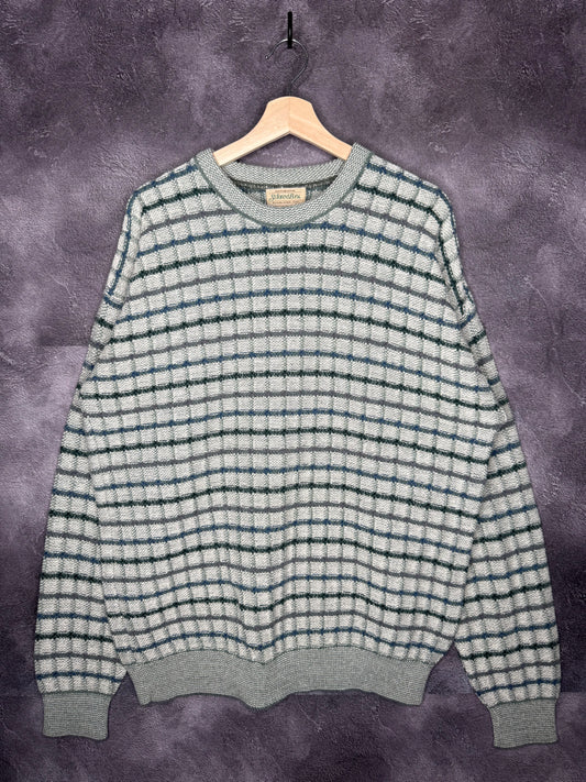 Y2K St John's Bay Green Blue White Knit Sweatshirt XL