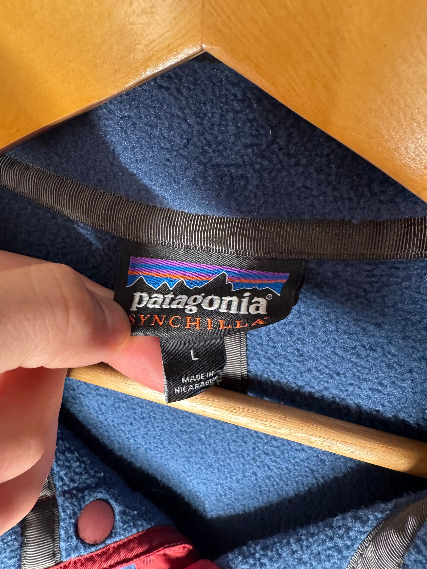 Y2K Blue & Red Patagonia Synchilla Sweatshirt L