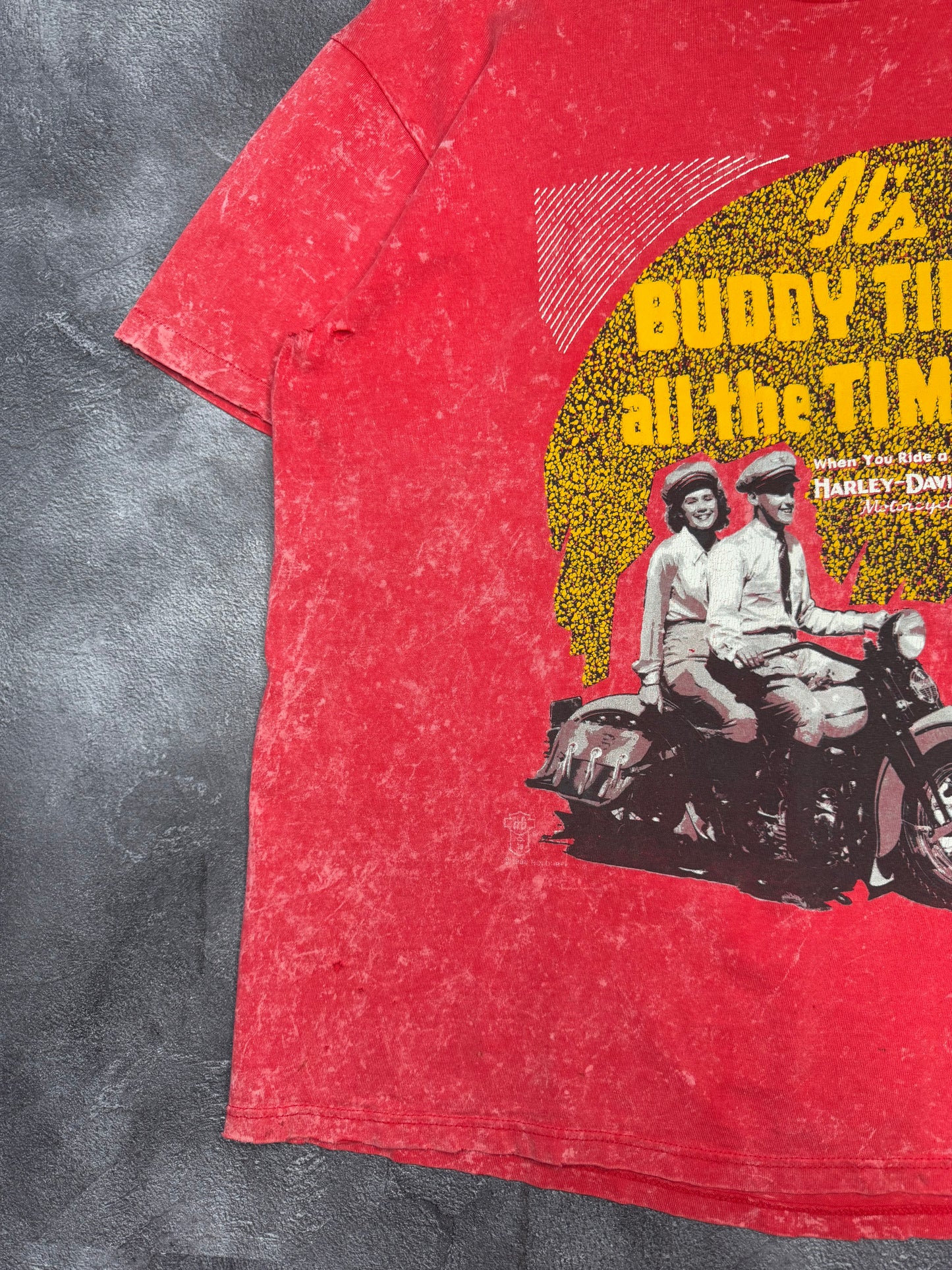 Camiseta Harley Davidson de Illinois desgastada de 1988 "It's Buddy Time All the Time"
