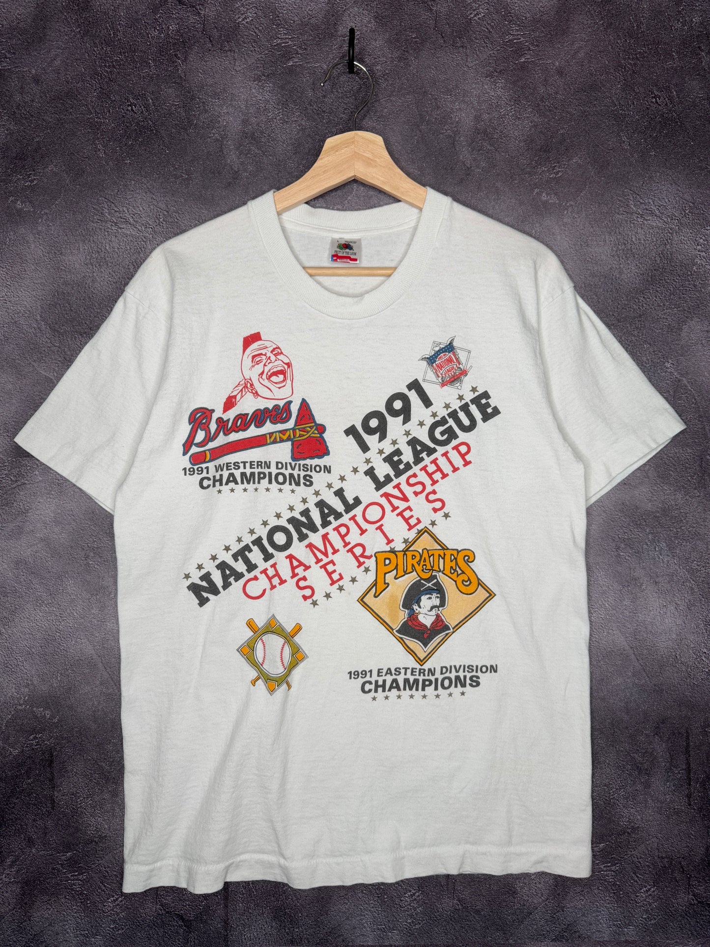 1991 Atlanta Braves Pittsburgh Pirates NLCS Lineup Tee L