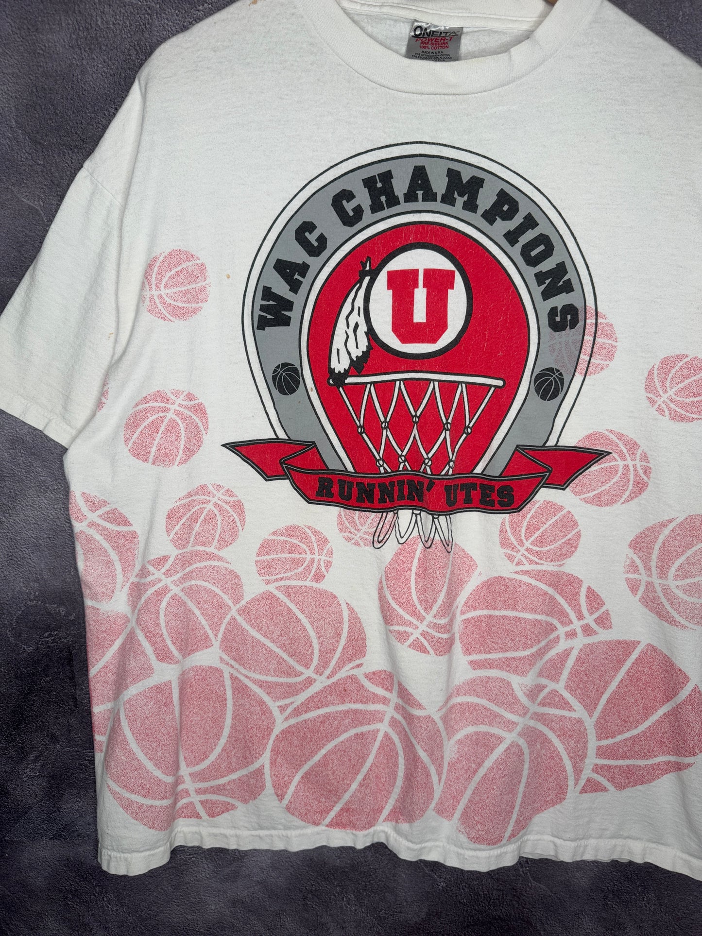 1995 University of Utah Utes WAC Basketball Champions AOP Tee 2XL