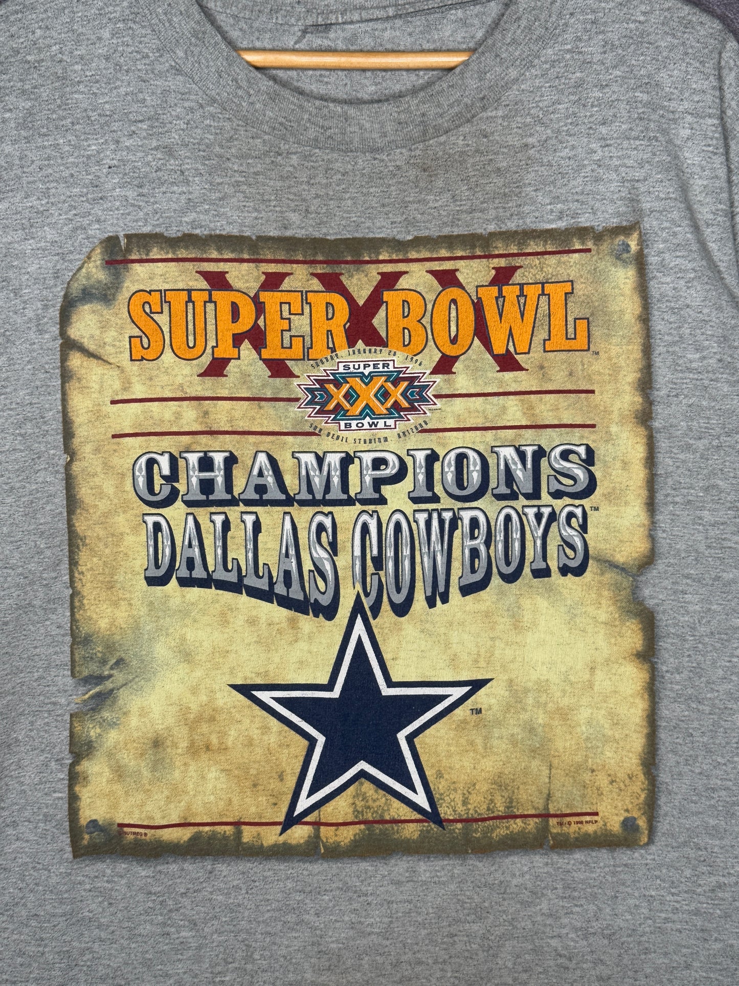 1996 Dallas Cowboys Super Bowl XXX Schedule Tee XL