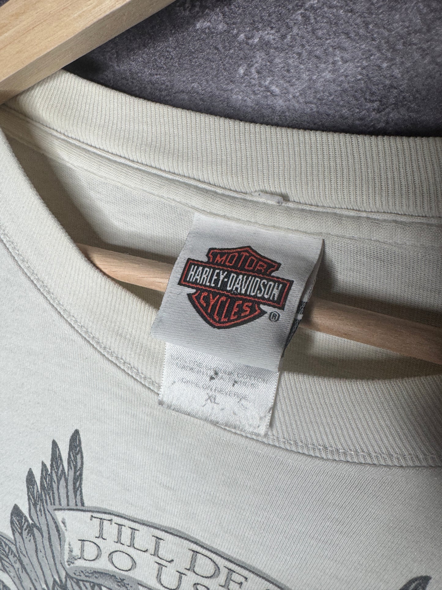 Y2K Harley Davidson Skull Flame Longsleeve Hits Texas Tee XL