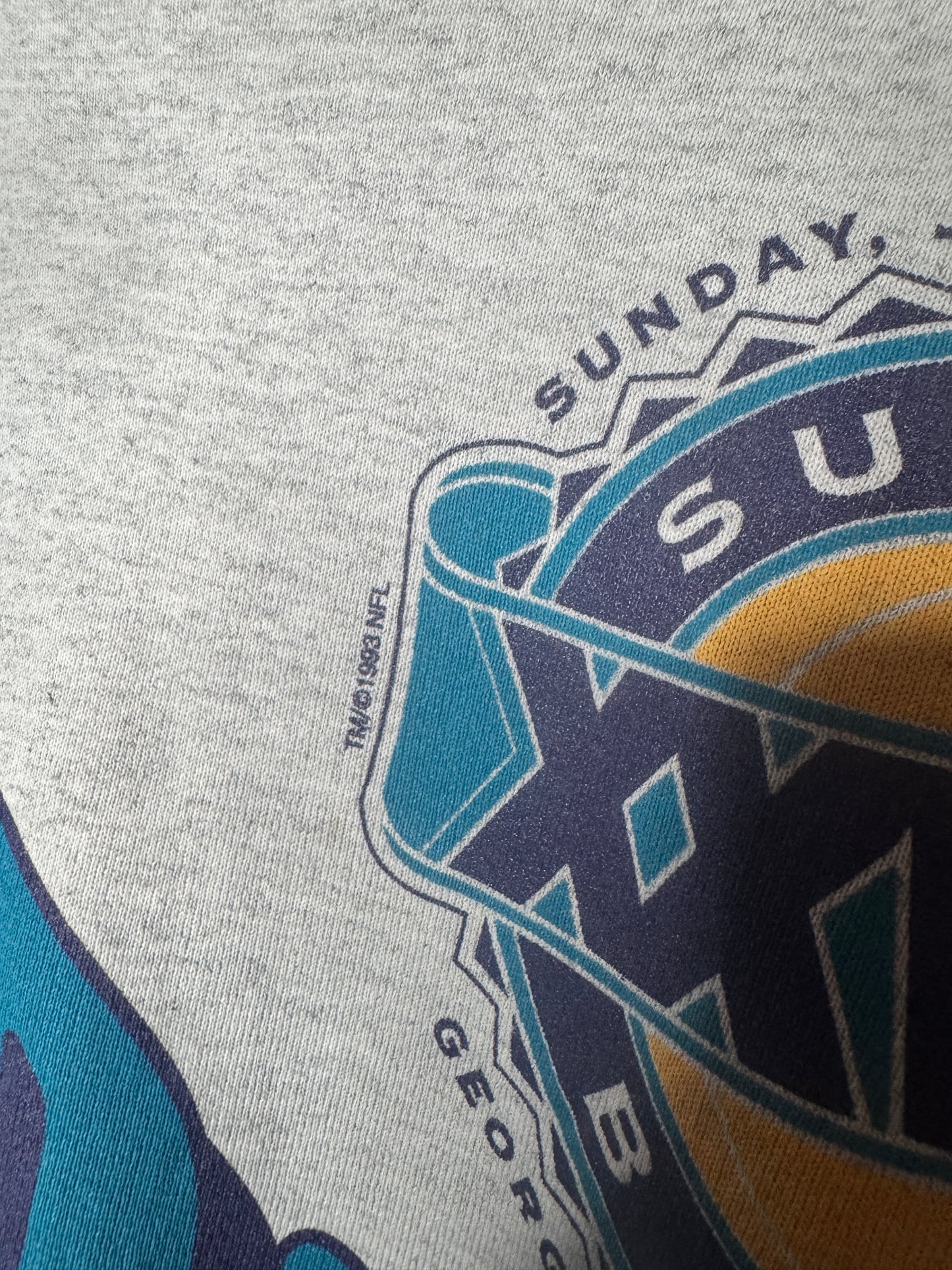 1994 Super Bowl XXVIII Atlanta AOP Spellout Logo Sweatshirt  L