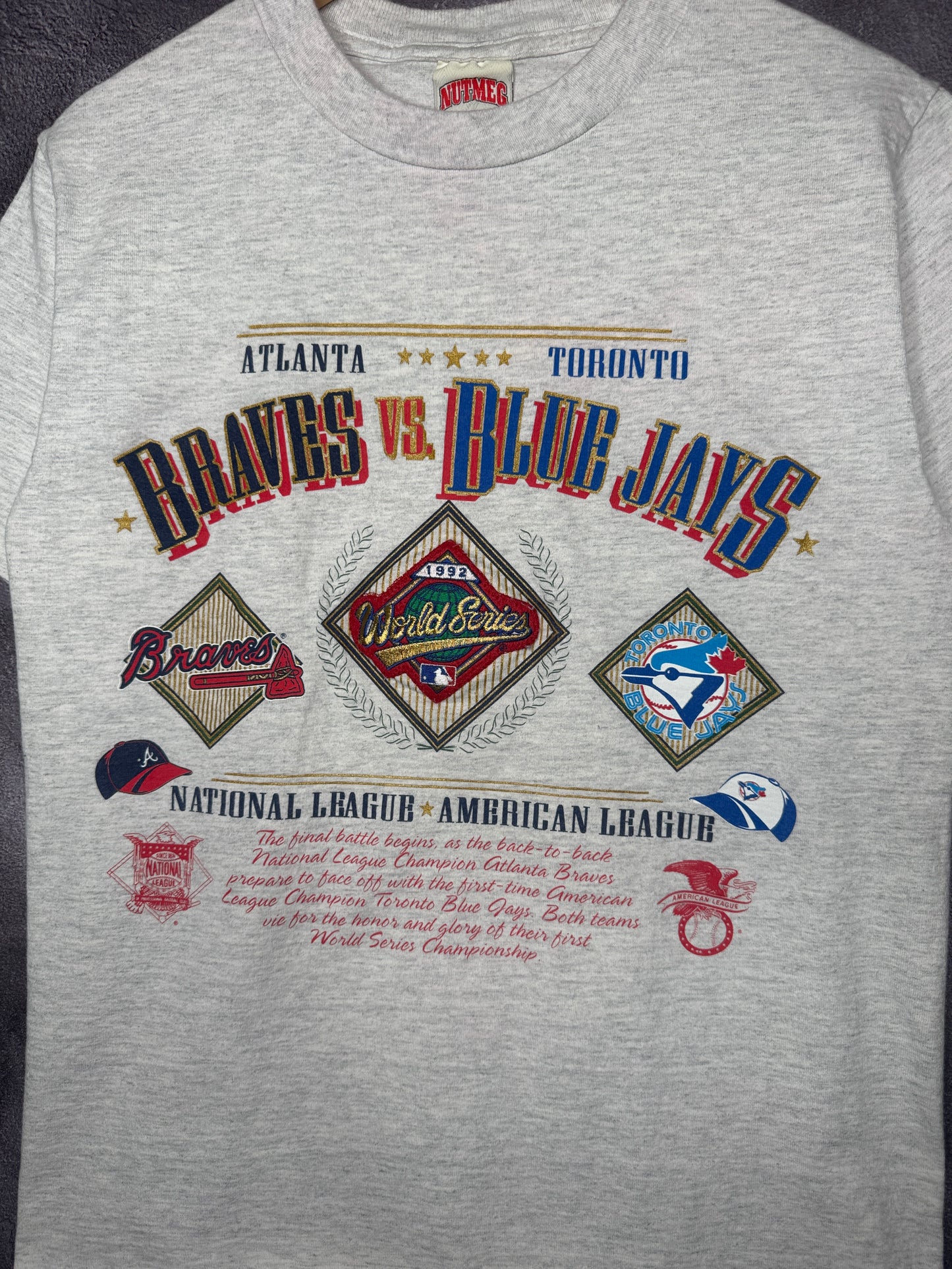 1992 MLB World Series Braves vs Blue Jays Patch Tee M