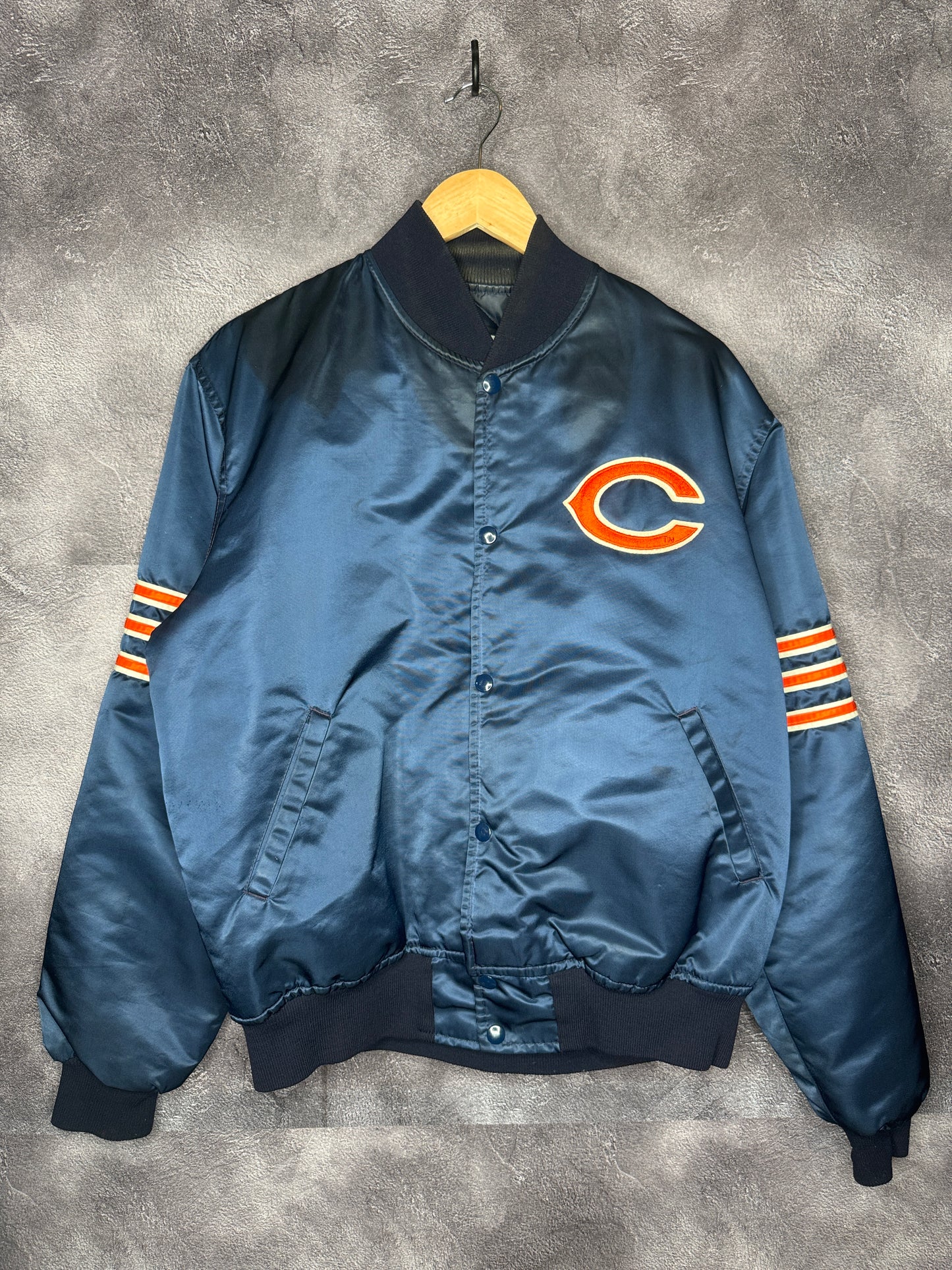 90s Chicago Bears Starter Satin Bomber Jacket L