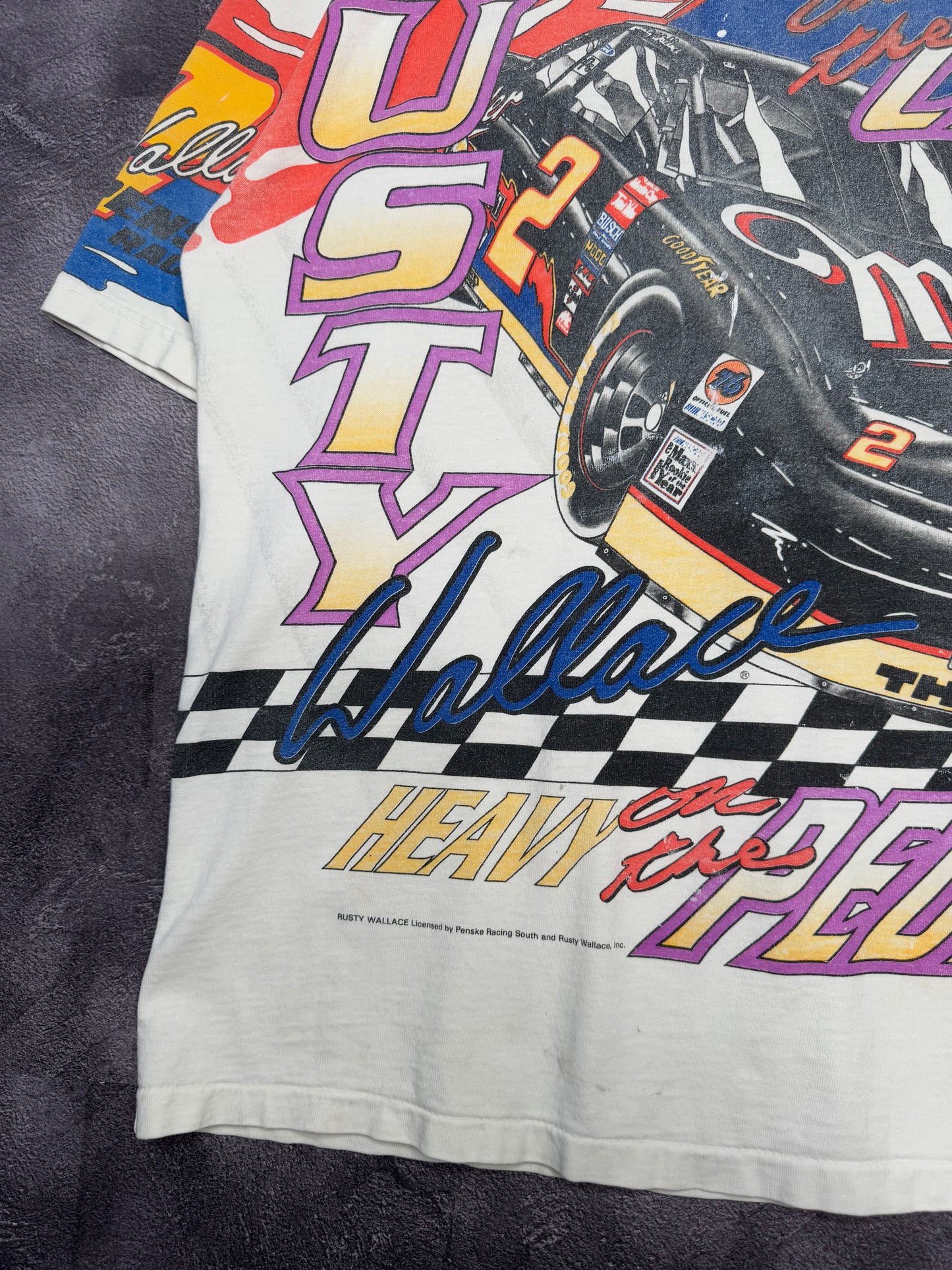 90s Rusty Wallace Miller Lite Splash NASCAR AOP Tee XL