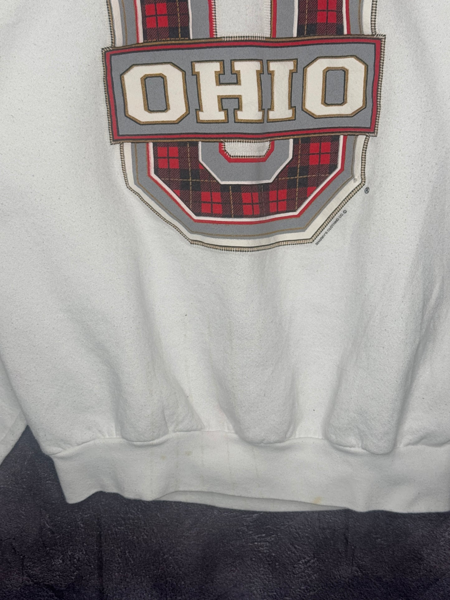 80s Ohio State University Plaid Big O Sweatshirt M