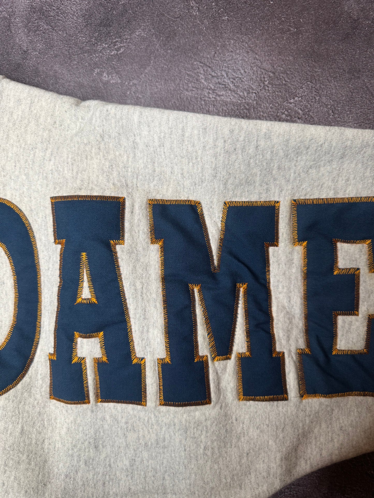 90s University of Notre Dame Legends AOP Spellout Sweatshirt XL