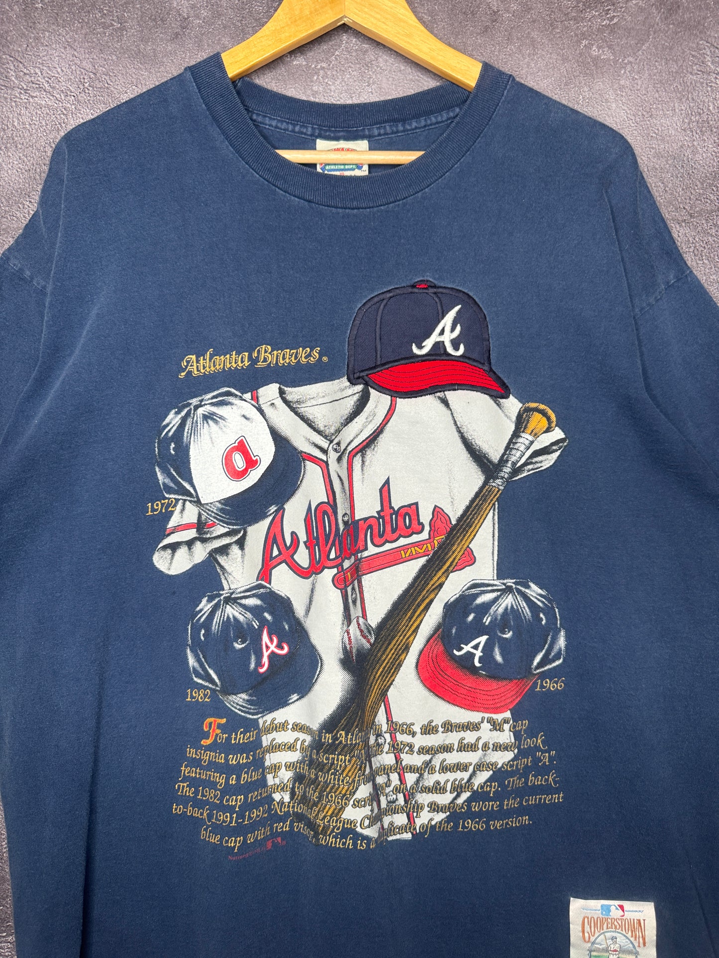90s Atlanta Braves MLB Embroidered Cap Cooperstown Collection Tee XL
