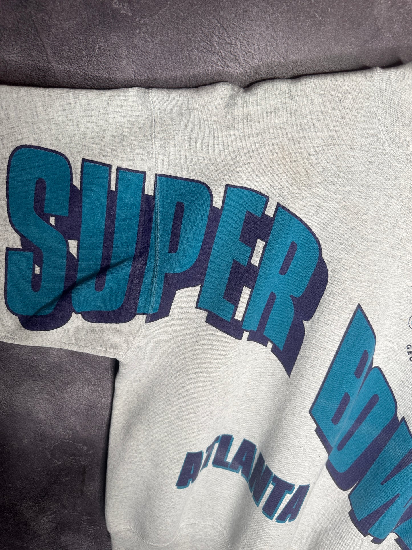 1994 Super Bowl XXVIII Atlanta AOP Spellout Logo Sweatshirt  L