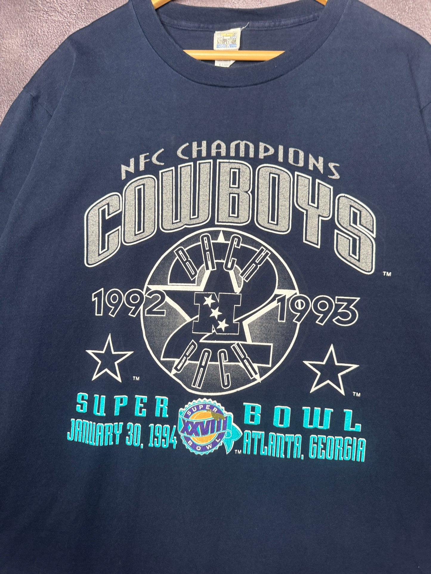1994 Dallas Cowboys Back to Back Super Bowl Champions Tee XL