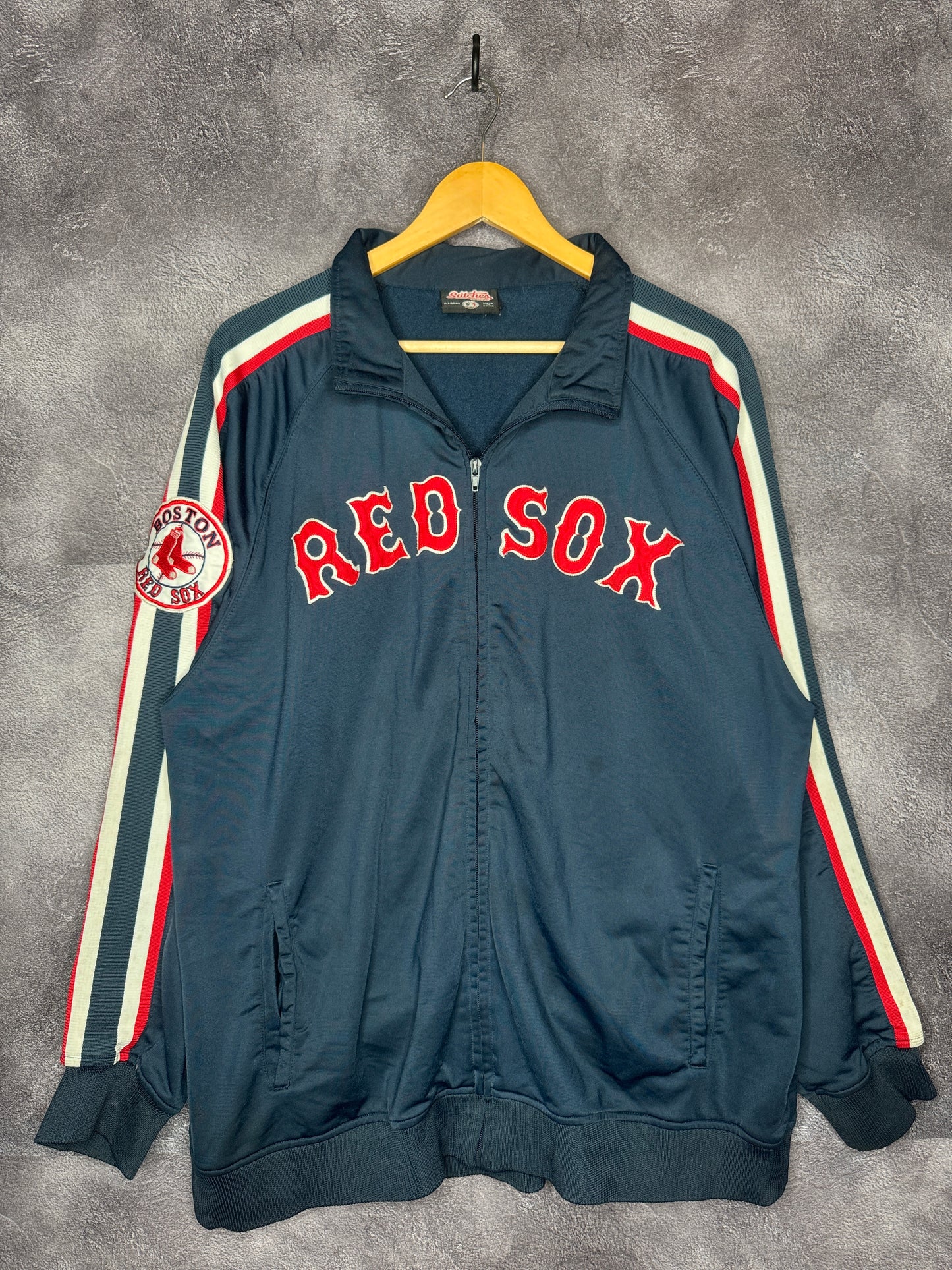 Y2K Boston Red Sox Side Patch Stitches Zip Up Jacket XL