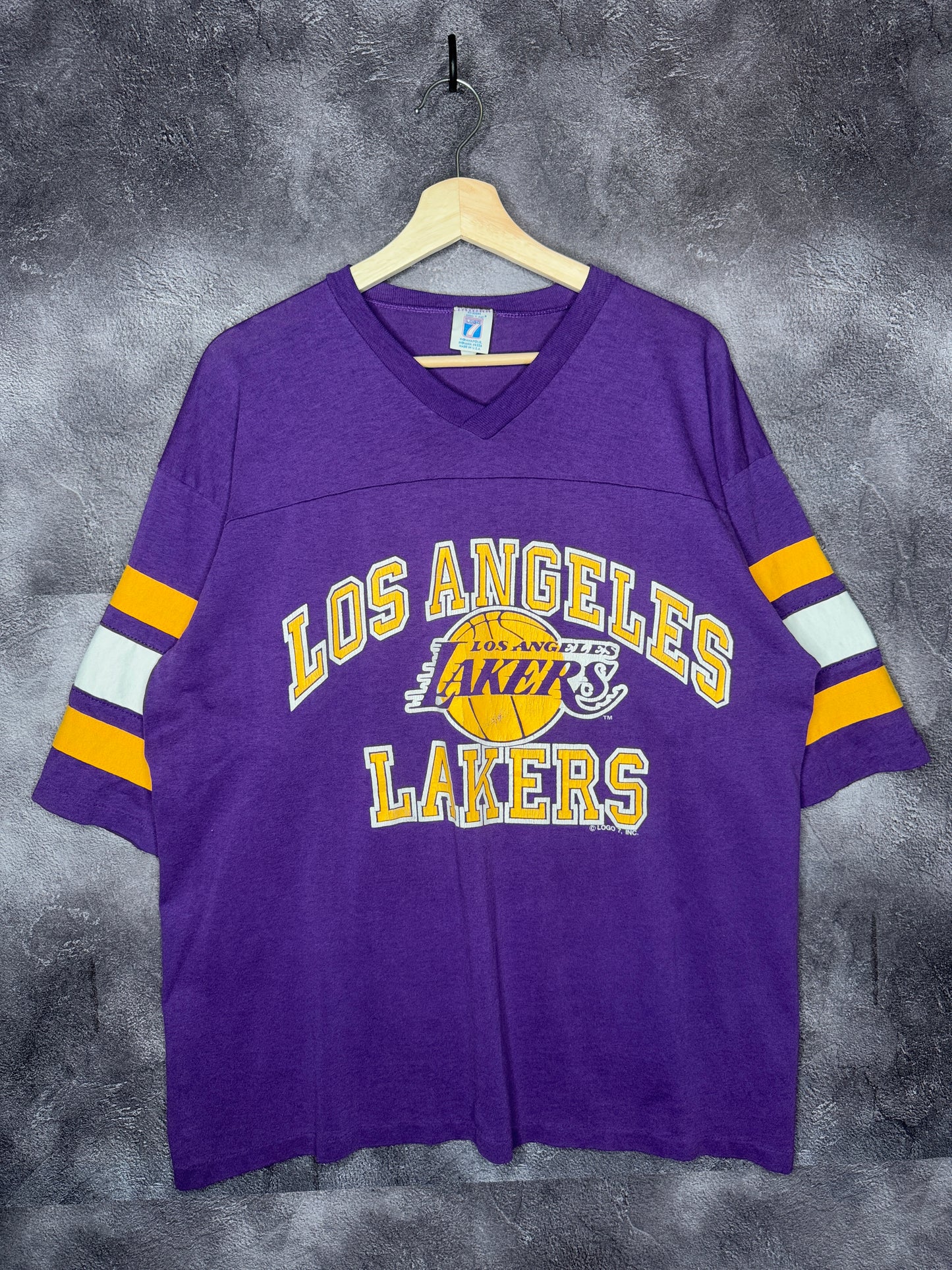 90s Los Angeles Lakers Half Sleeve Two Tone Logo 7 Tee XL