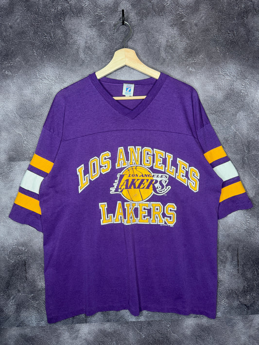 90s Los Angeles Lakers Half Sleeve Two Tone Logo 7 Tee XL
