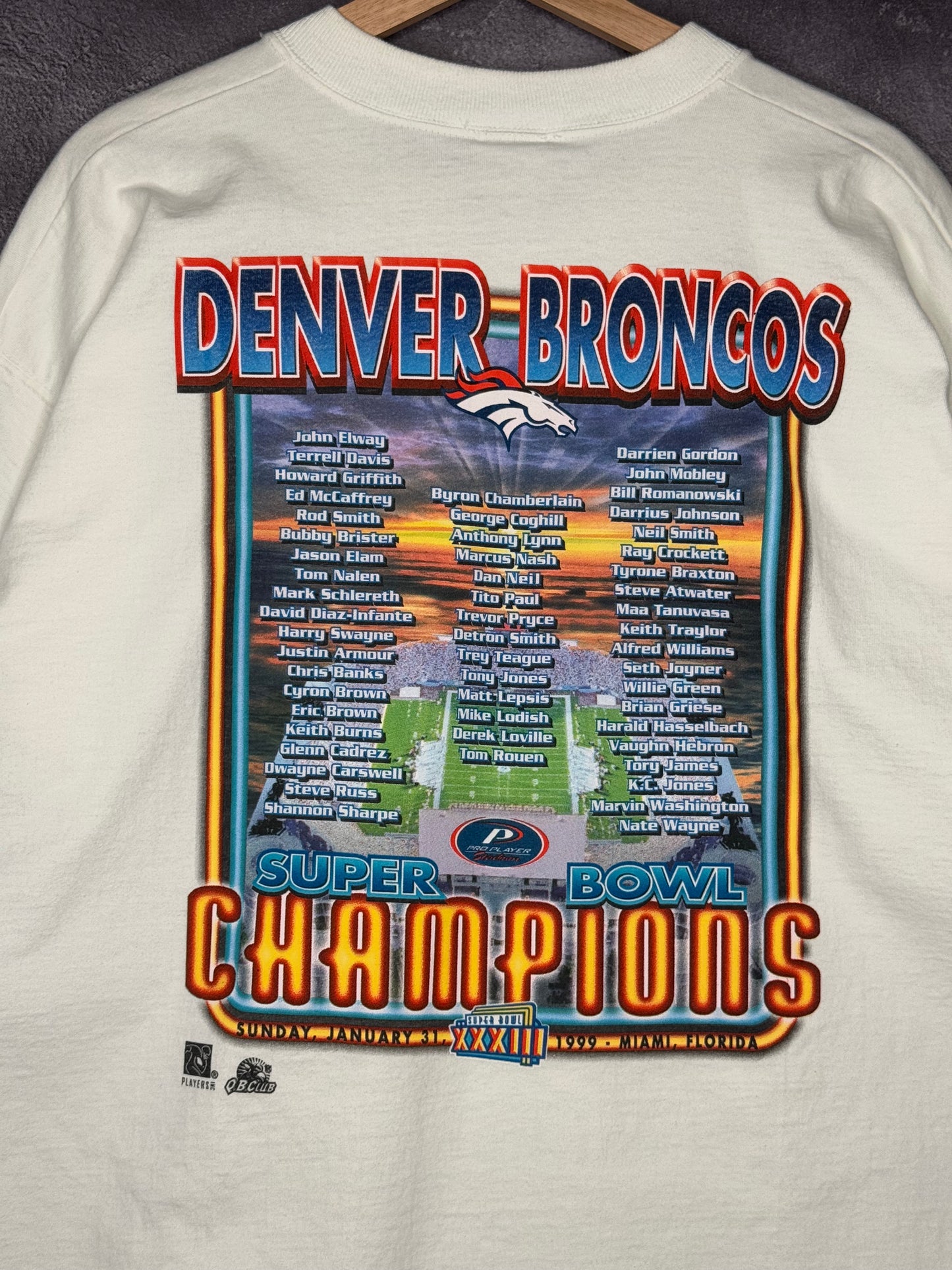 1999 Denver Broncos Super Bowl XXXIII Caricature Tee 2XL
