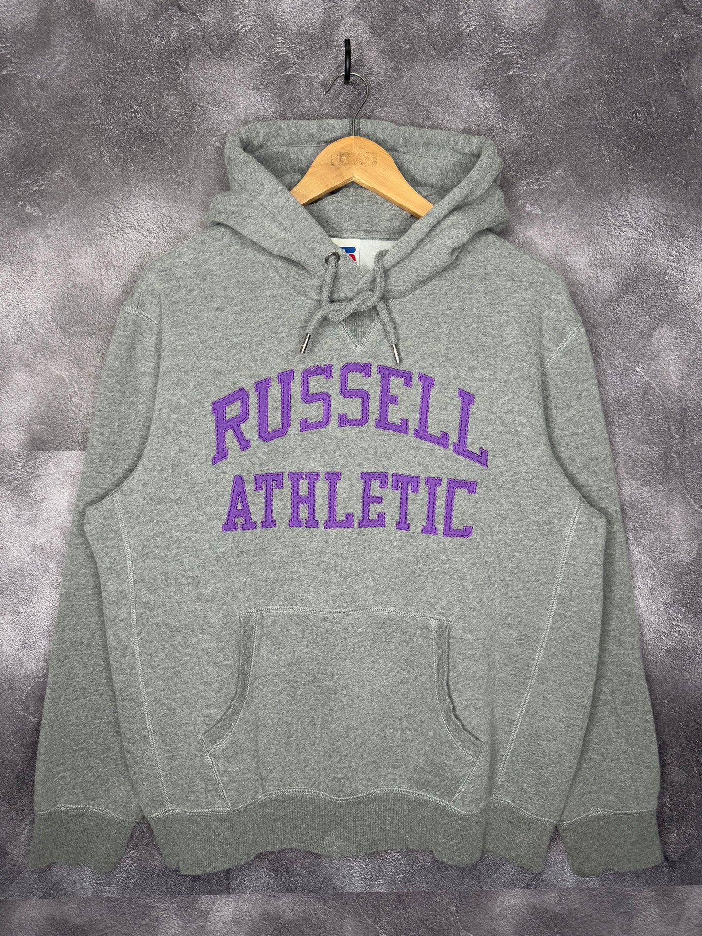 90's Russell Athletic Purple Spellout Hoodie L