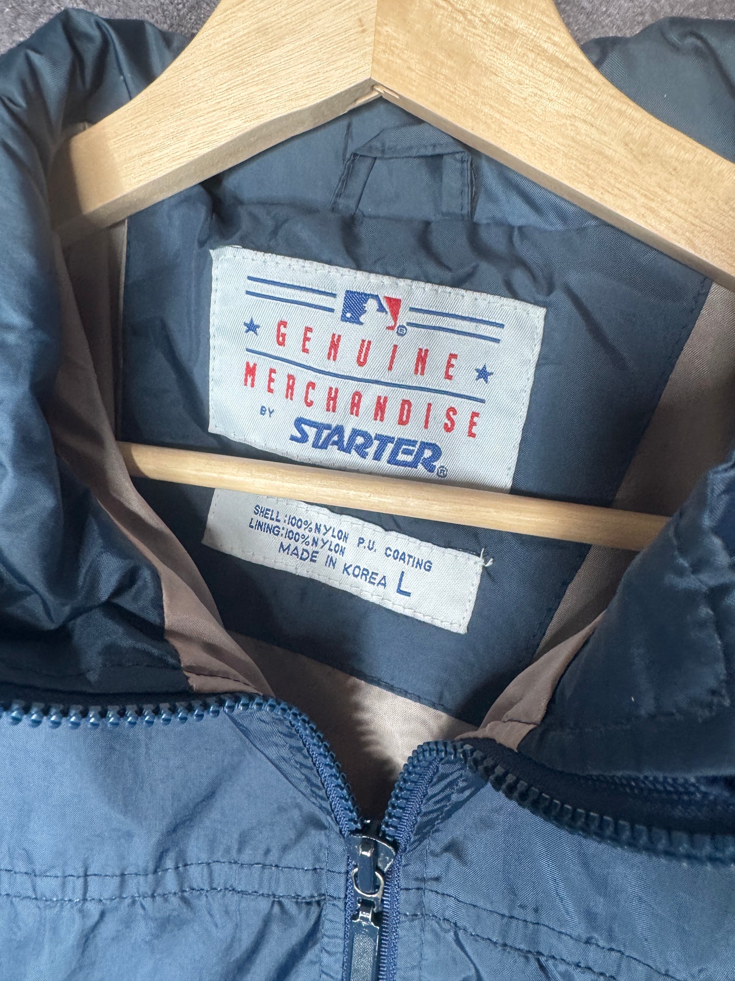 90s New York Yankees Sleeve Spellout Starter Zip Up Jacket L