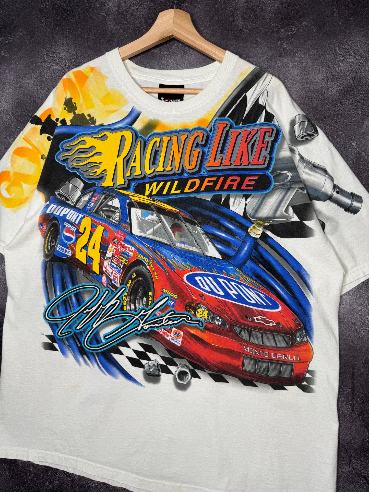 90s Jeff Gordan NASCAR Racing Like Wildfire AOP Tee 2XL
