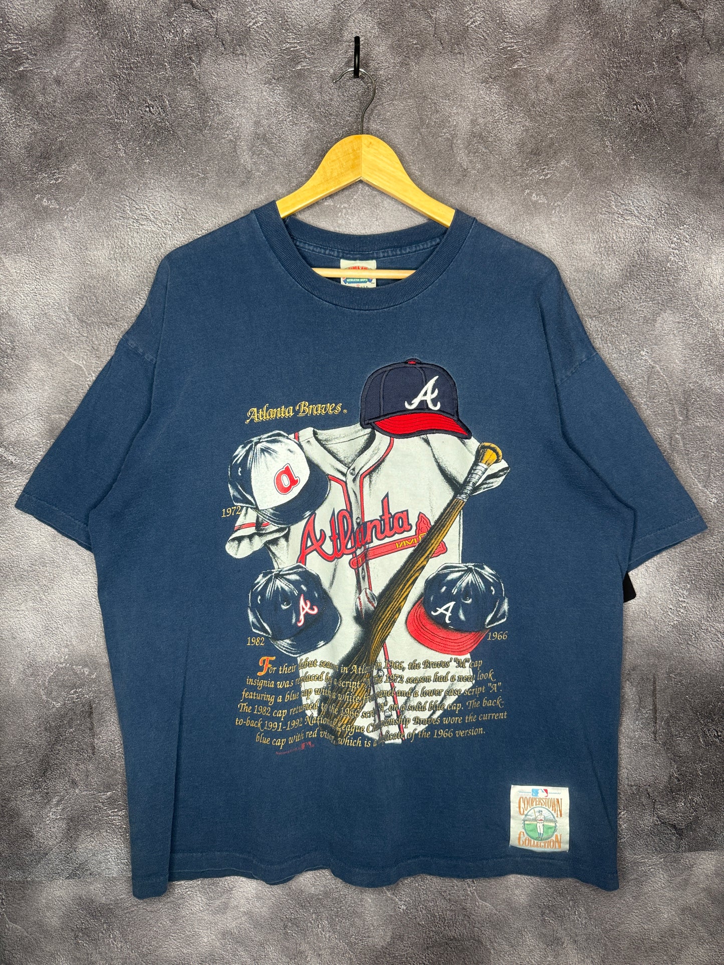 90s Atlanta Braves MLB Embroidered Cap Cooperstown Collection Tee XL
