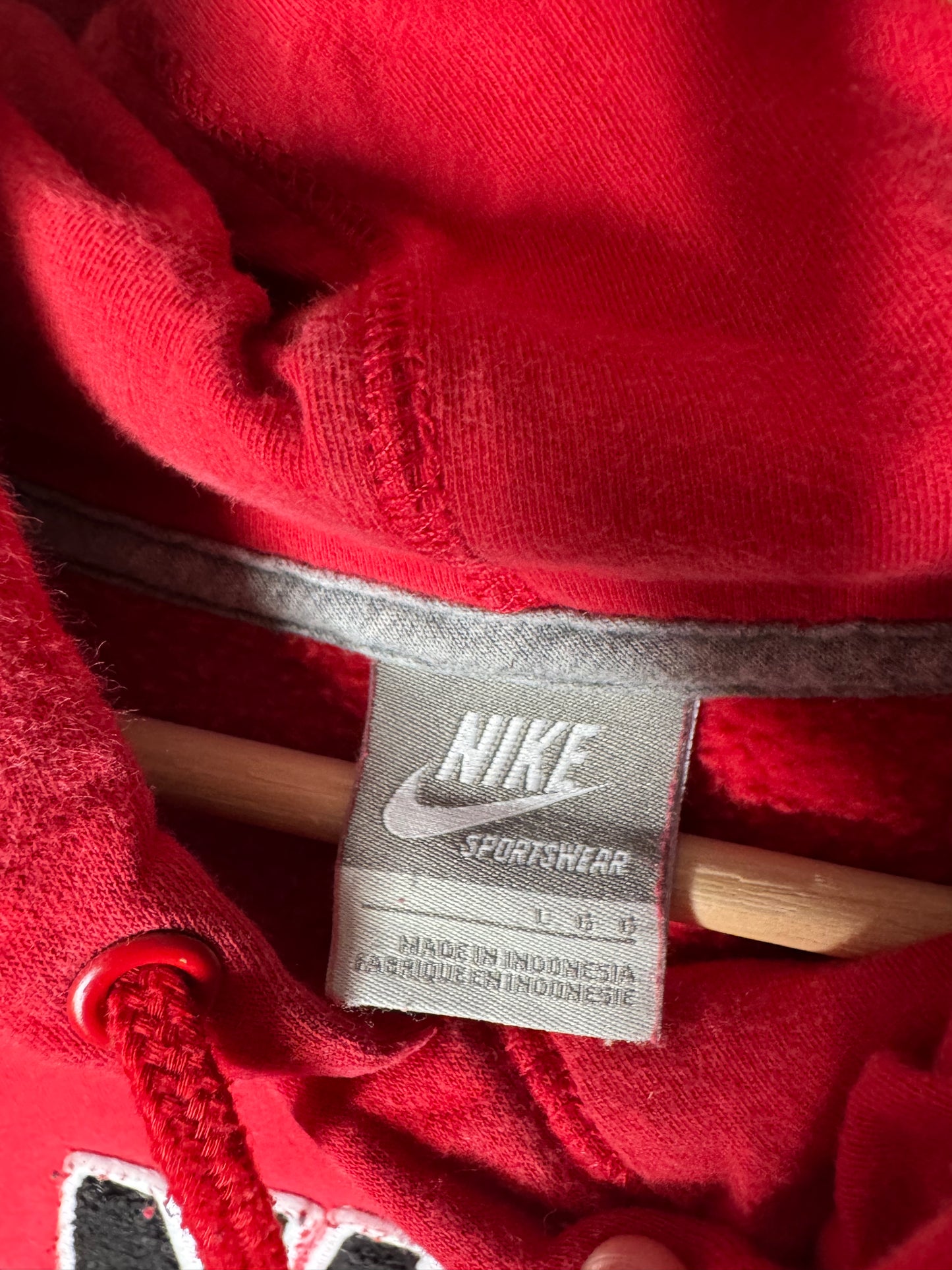 Y2K Red Nike Fluff Swoosh Hoodie Size L