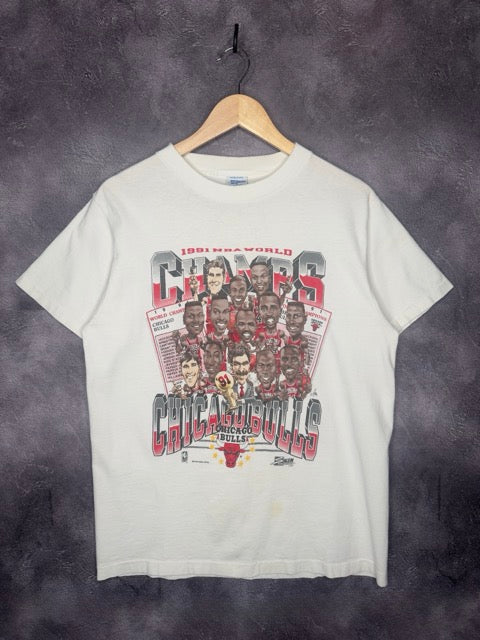 1991 Chicago Bulls NBA World Champions Caricature Tee