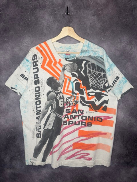 90s David Robinson San Antonio Spurs Colorful AOP Tee XL