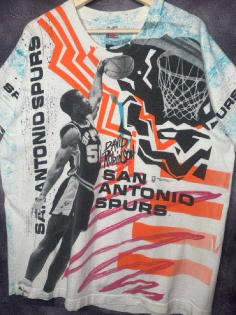 90s David Robinson San Antonio Spurs Colorful AOP Tee XL
