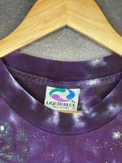 90s Liquid Blue Galaxy Space Tie-Dye Tee XL