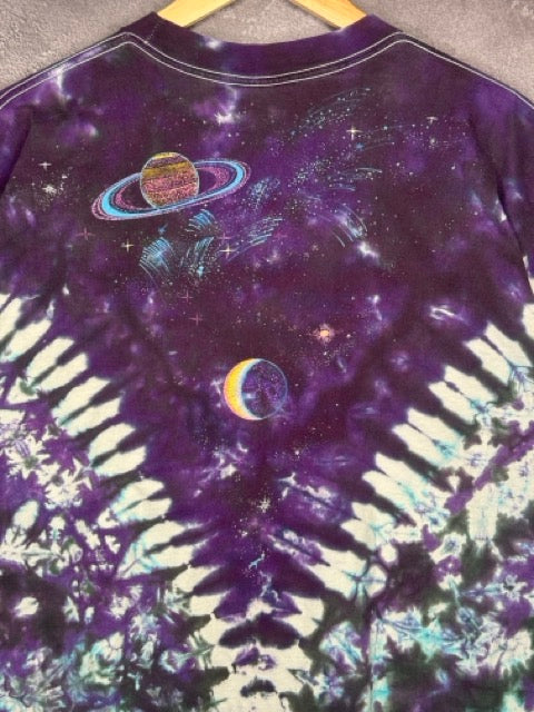 90s Liquid Blue Galaxy Space Tie-Dye Tee XL