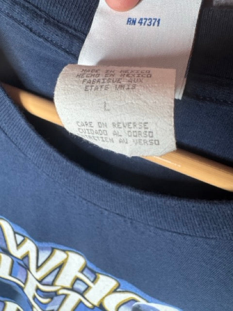 2000 St. Louis Rams NFL Kurt Warner Who Let The Dogs Out Tee L