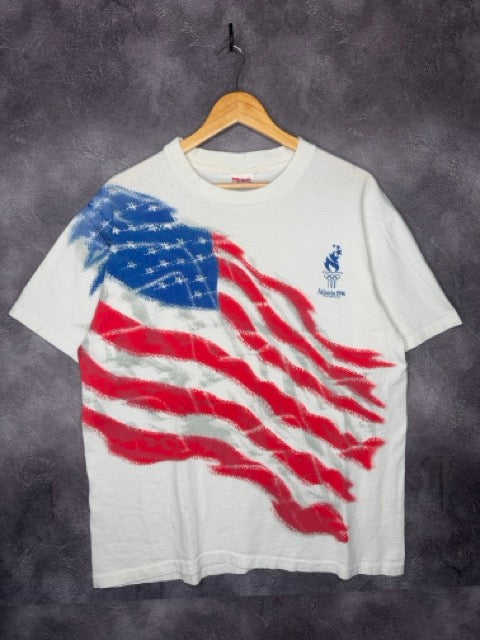 1996 USA Atlanta Olympics US Flag AOP Tee L
